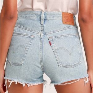 Levi’s 501 High Rise Light Wash Denim Shorts